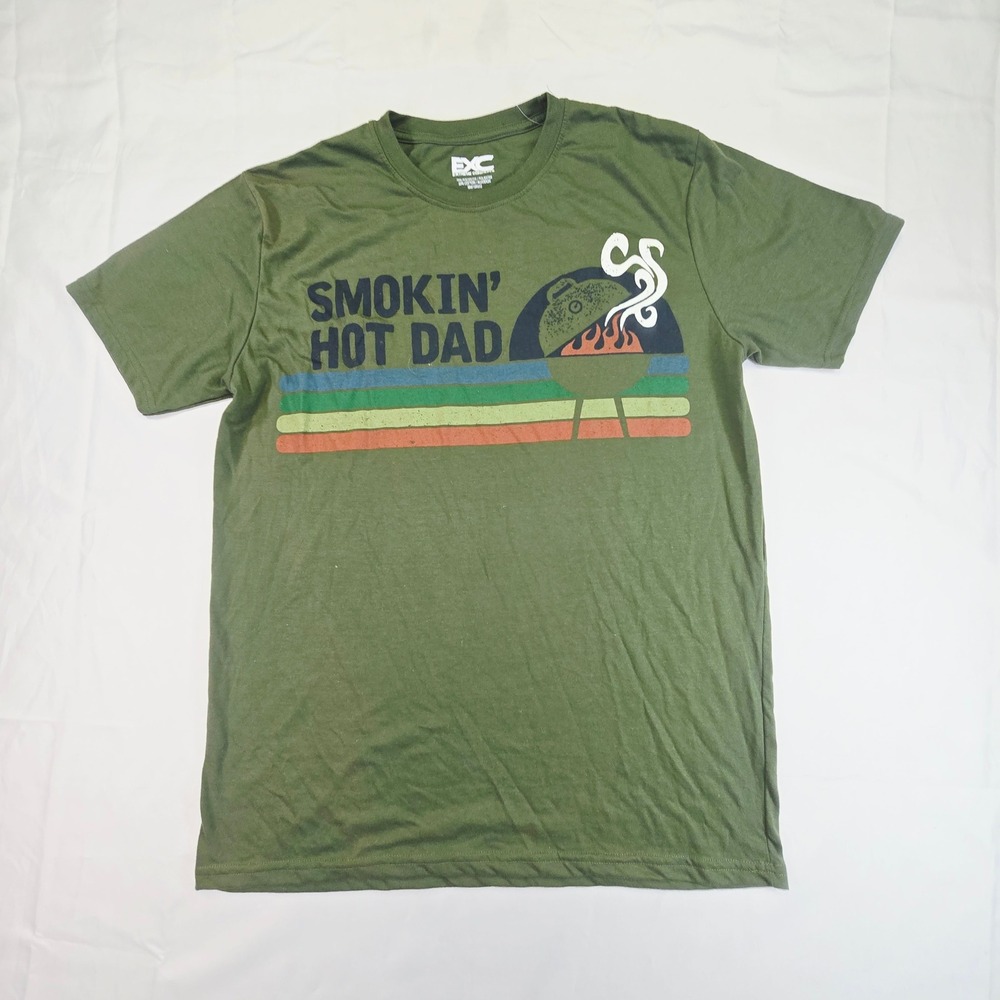 Extreme Concepts Men's Smokin Hot Dad Graphic T-Shirt Large Green BBQ Retro Tee